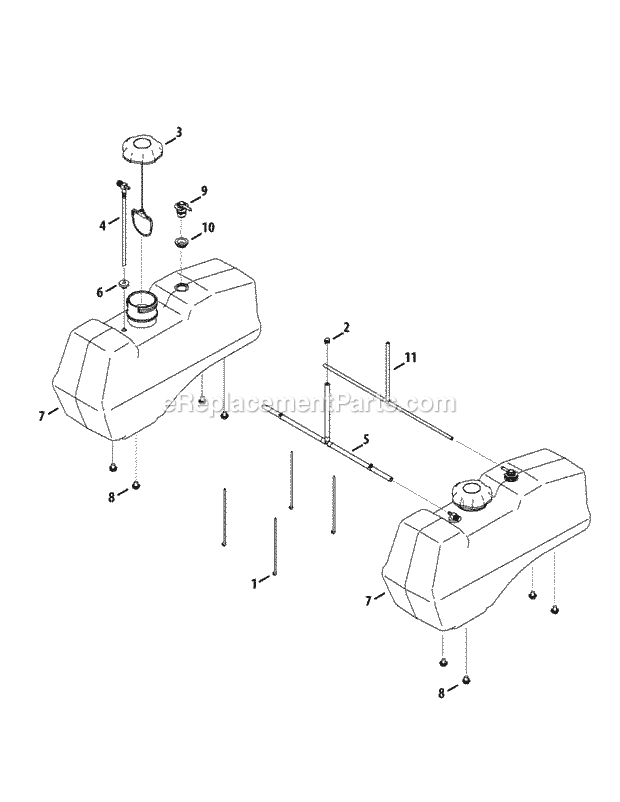 Fuel Tank Assembly Diagram and Parts List for S6031-KW 53DI8DU6050 Cub Cadet Sprayer